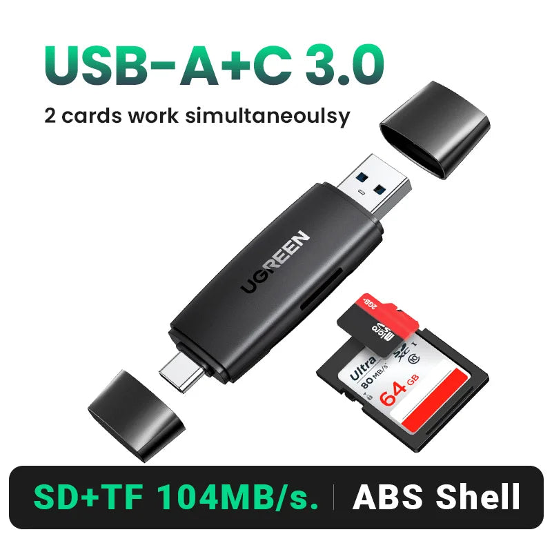 UGREEN Card Reader USBA and USB C to SD MicroSD