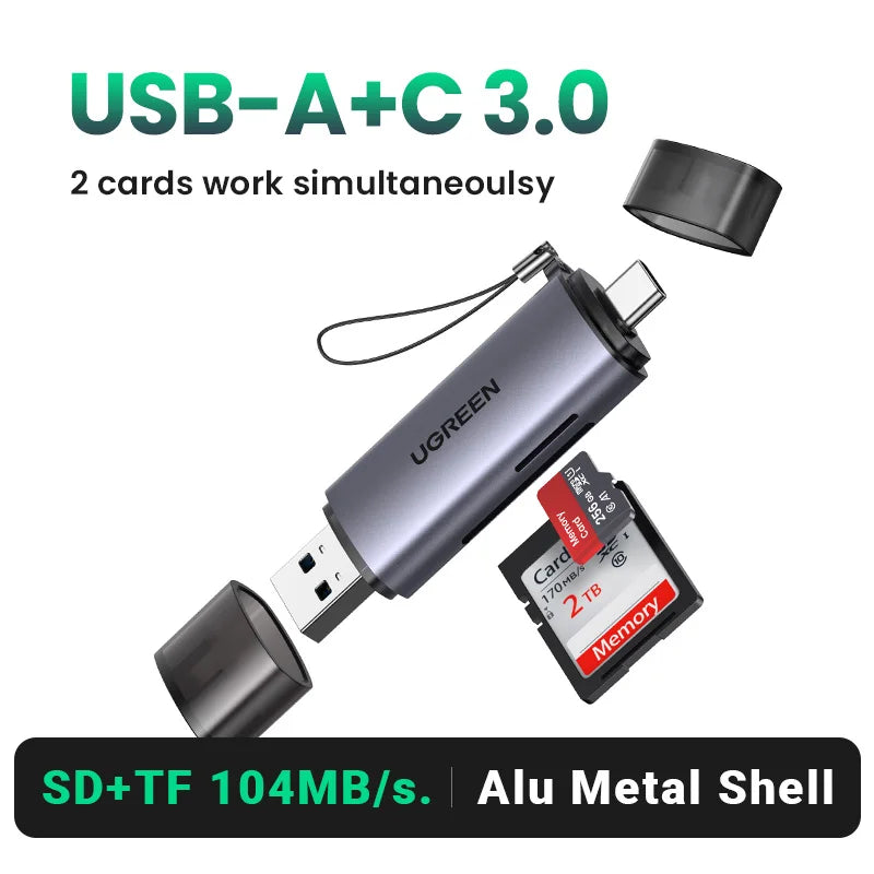 UGREEN Card Reader USBA and USB C to SD MicroSD